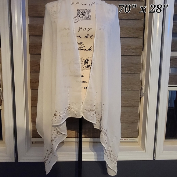 Accessories - Creme Beaded Wrap 70"x 28"